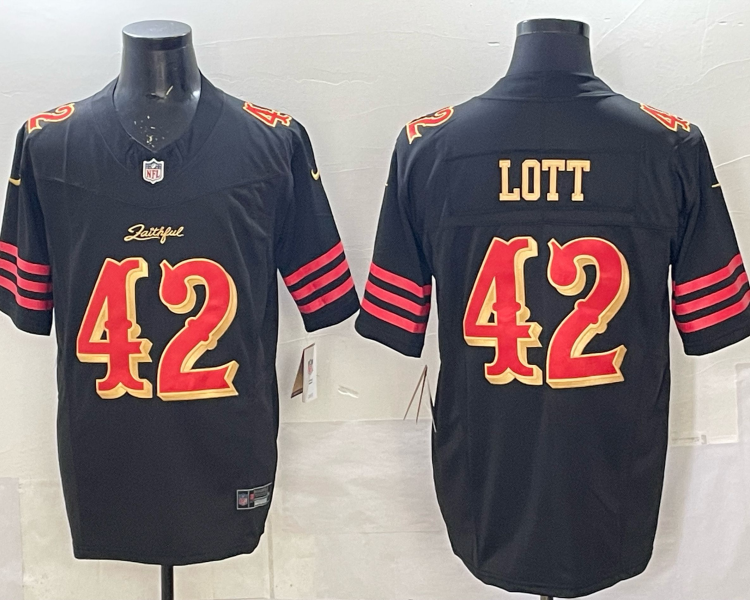 Men's San Francisco 49ers Ronnie Lott #42 Black 2025 Rivalries Collection Limited Jersey