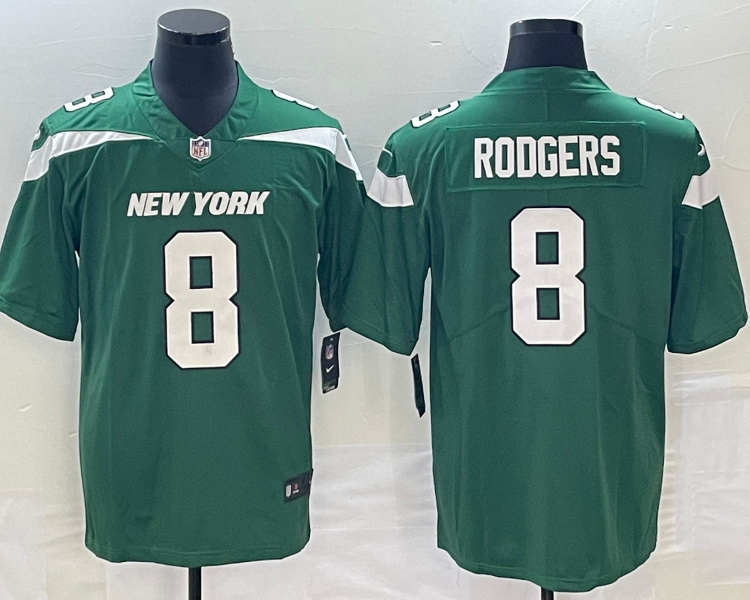 Men's New York Jets Aaron Rodgers #8 Gotham Green Jersey