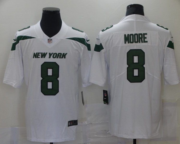 Men's New York Jets Elijah Moore #8 White Jersey