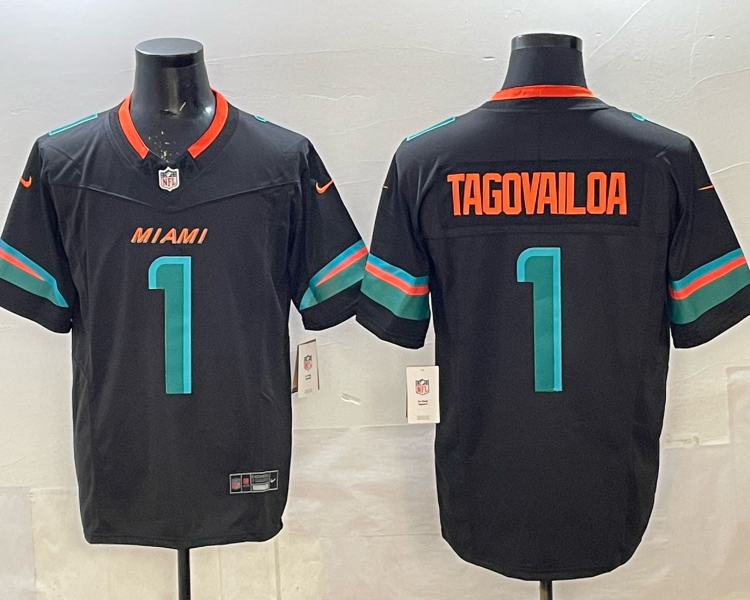 Men's Miami Dolphins Tua Tagovailoa #1 Pitch Blue 2025 Rivalries Collection Limited Jersey