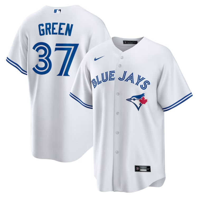 Men's Toronto Blue Jays Chad Green #37 White Home Jersey
