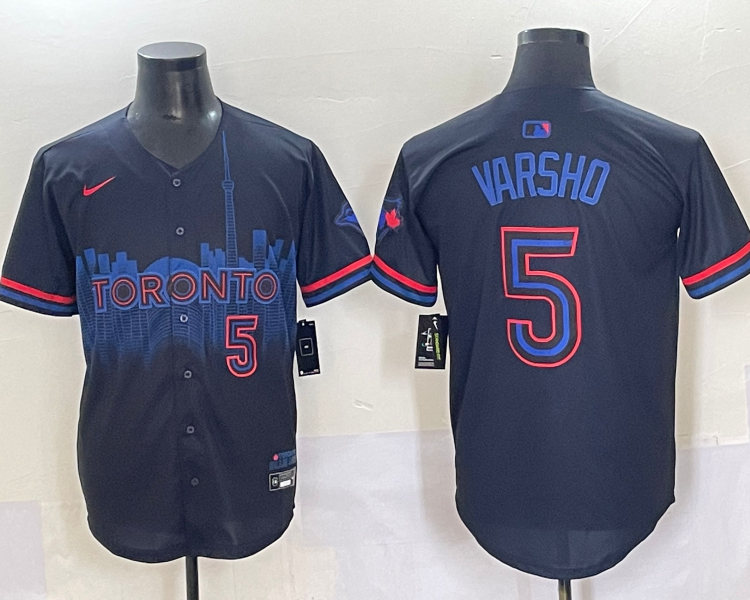 Men's Toronto Blue Jays Daulton Varsho #5 Black 2024 City Connect Limited Jersey