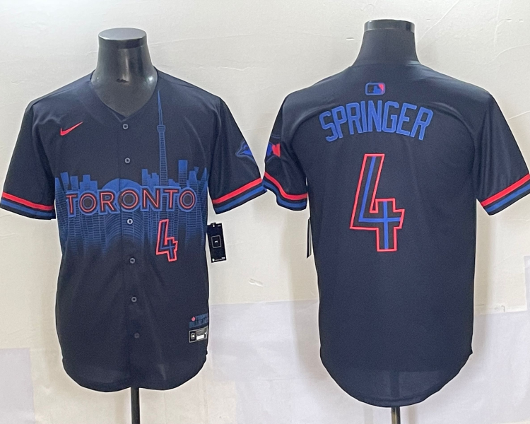 Men's Toronto Blue Jays George Springer #4 Black 2024 City Connect Limited Jersey