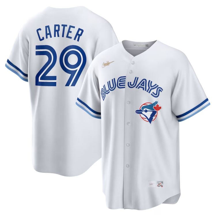 Men's Toronto Blue Jays Joe Carter #29 White Home Cooperstown Collection Jersey