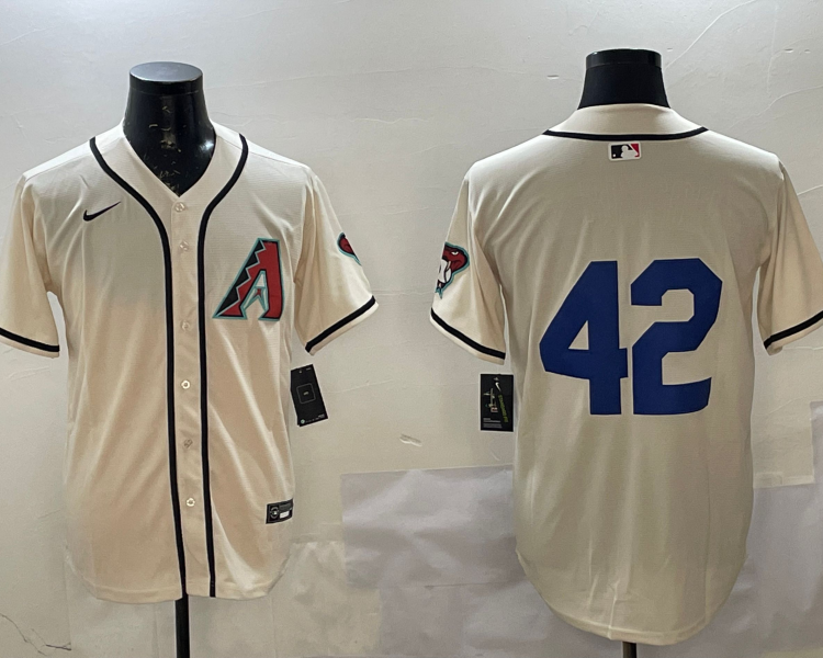 Men's Arizona Diamondbacks #42 White 2024 Jackie Robinson Day Home Limited Jersey