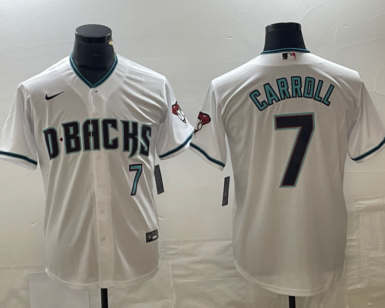 Men's Arizona Diamondbacks Corbin Carroll #7 White 2023 World Series Jersey