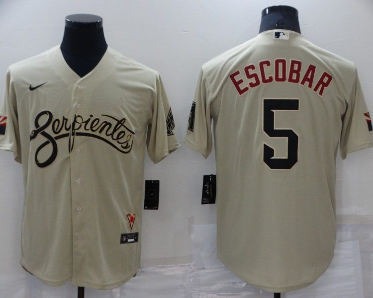 Men's Arizona Diamondbacks Eduardo Escobar #5 Beige Baseball Jersey