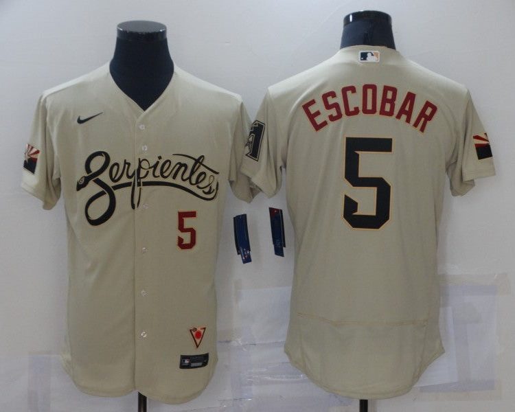Men's Arizona Diamondbacks Eduardo Escobar #5 Beige Baseball Jersey