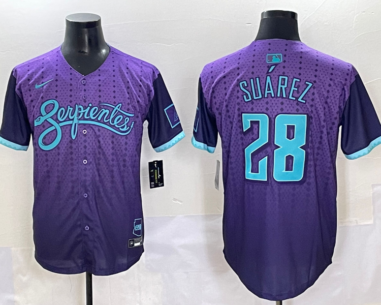 Men's Arizona Diamondbacks Eugenio Suarez #28 Purple 2025 City Connect Limited Jersey