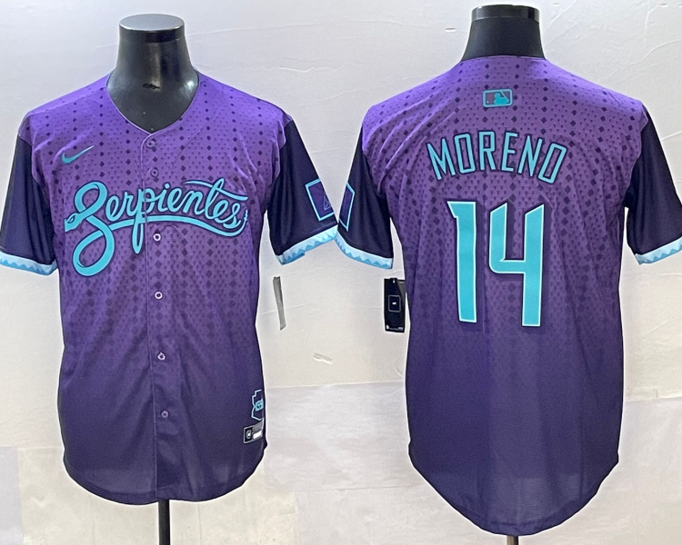 Men's Arizona Diamondbacks Gabriel Moreno #14 Purple 2025 City Connect Limited Jersey