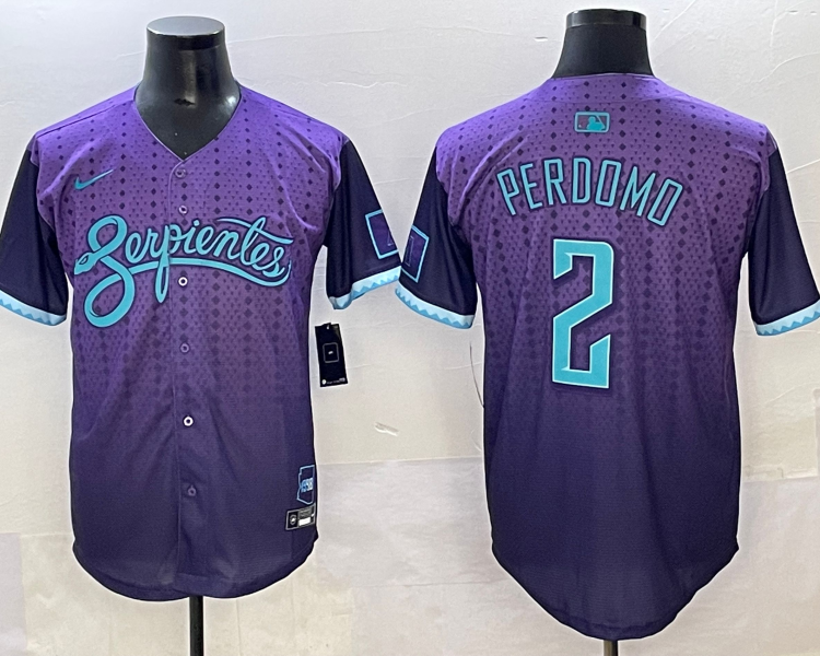 Men's Arizona Diamondbacks Geraldo Perdomo #2 Purple 2025 City Connect Limited Jersey