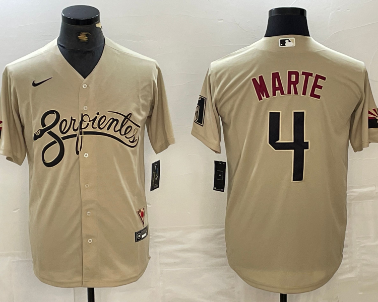 Men's Arizona Diamondbacks Ketel Marte #4 Beige Baseball Jersey