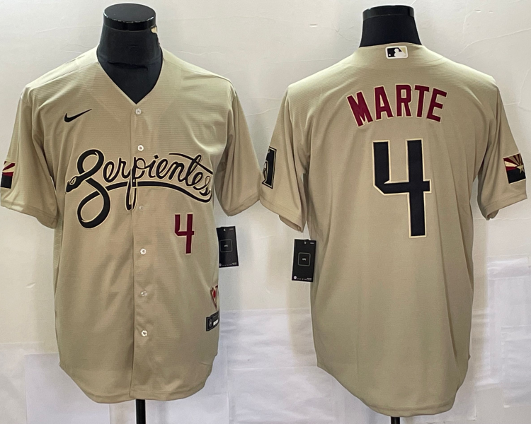 Men's Arizona Diamondbacks Ketel Marte #4 Beige Baseball Jersey