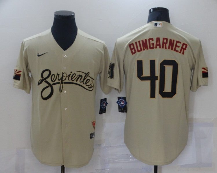 Men's Arizona Diamondbacks Madison Bumgarner #40 Beige Baseball Jersey