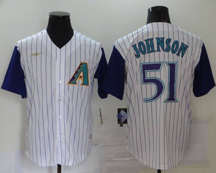 Men's Arizona Diamondbacks Randy Johnson #51 White Baseball Jersey