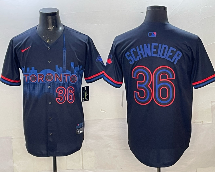 Men's Toronto Blue Jays John Schneider #36 Black 2024 City Connect Limited Jersey