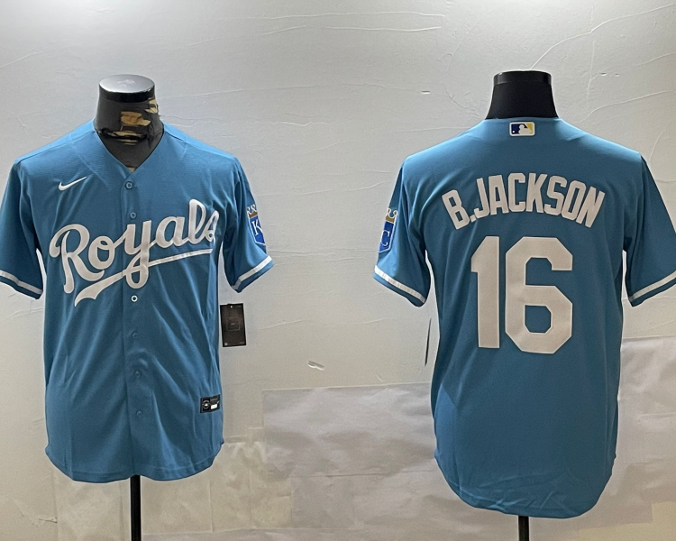 Men's Kansas City Royals #16 Bo Jackson Blue Baseball Jersey