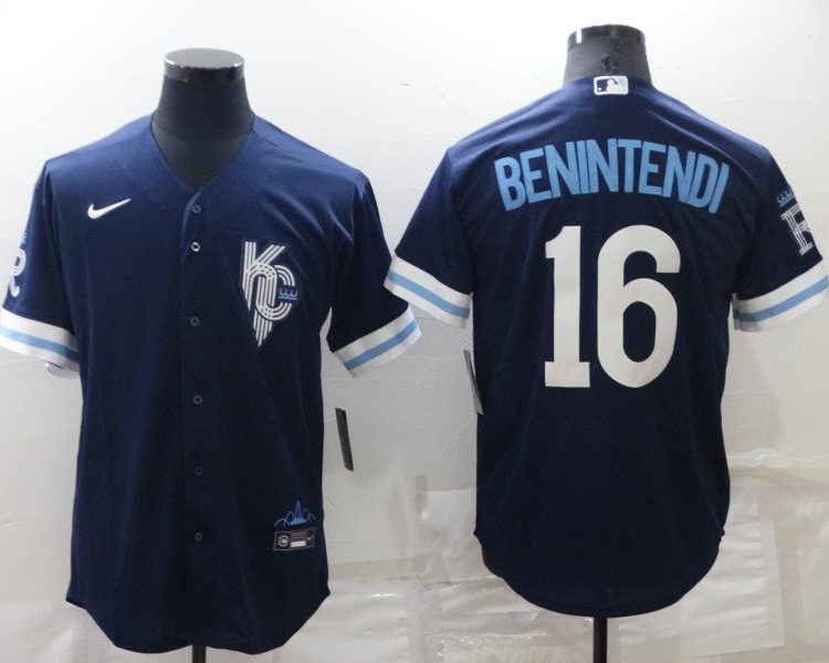 Men's Kansas City Royals Andrew Benintendi #16 Navy Baseball Jersey