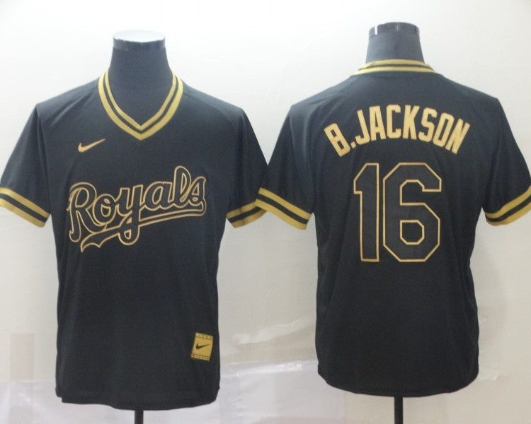 Men's Kansas City Royals Bo Jackson #16 Black Baseball Jersey