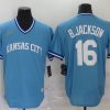 Men's Kansas City Royals Bo Jackson #16 Blue Authentic Jersey