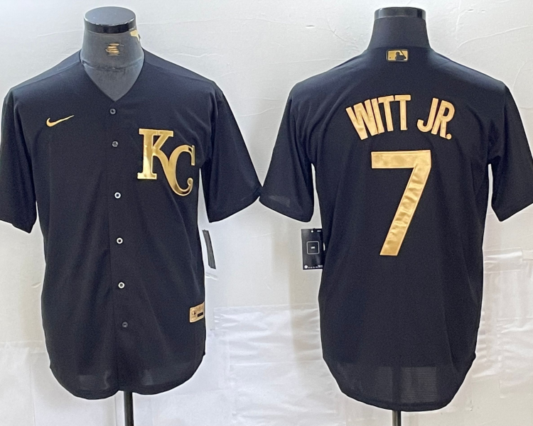 Men's Kansas City Royals Bobby Witt Jr. #7 Black Jersey