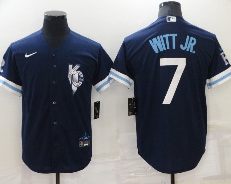 Men's Kansas City Royals Bobby Witt Jr. #7 Navy Baseball Jersey