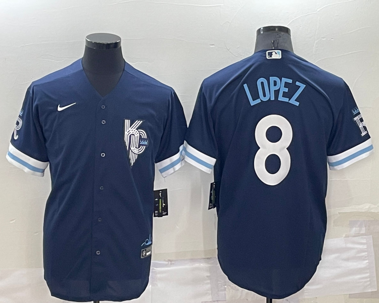 Men's Kansas City Royals Nicky Lopez #8 Navy Baseball Jersey
