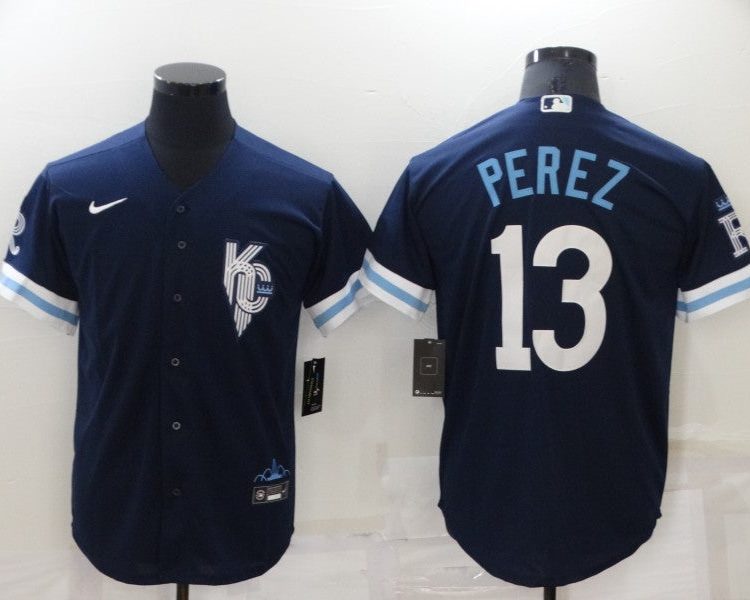 Men's Kansas City Royals Salvador Perez #13 Navy Baseball Jersey