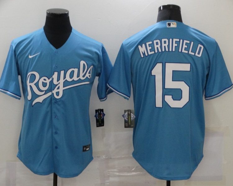 Men's Kansas City Royals Whit Merrifield #15 Blue Baseball Jersey