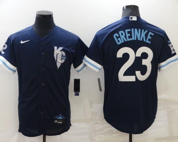 Men's Kansas City Royals Zack Greinke #23 Navy Baseball Jersey