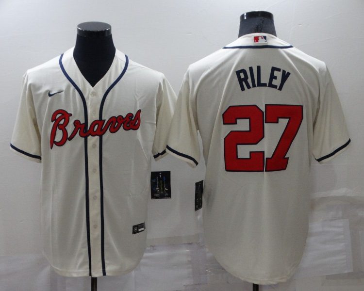 Men's Atlanta Braves Austin Riley #27 Beige Jersey