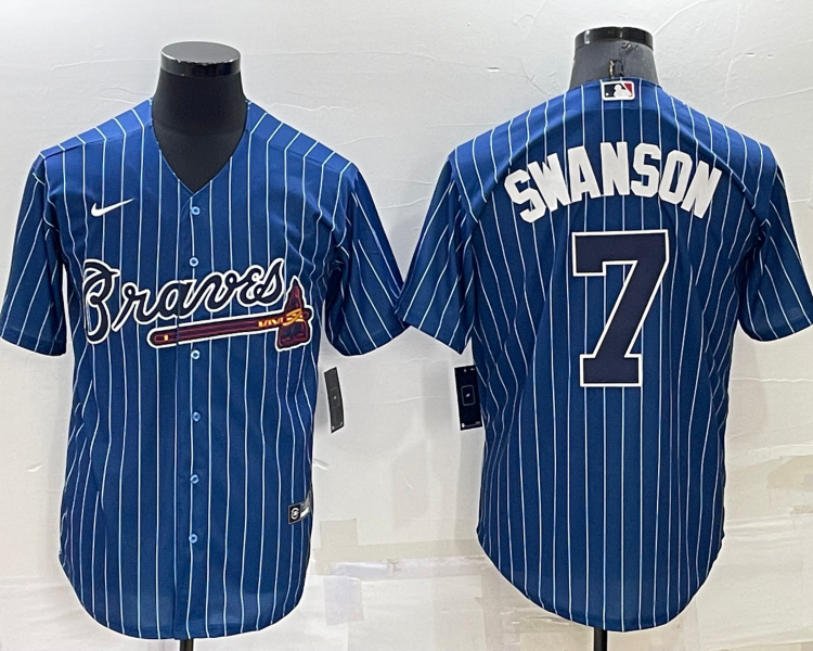 Men's Atlanta Braves Dansby Swanson #7 Blue Jersey