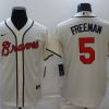 Men's Atlanta Braves Freedie Freeman #5 Beige Jersey