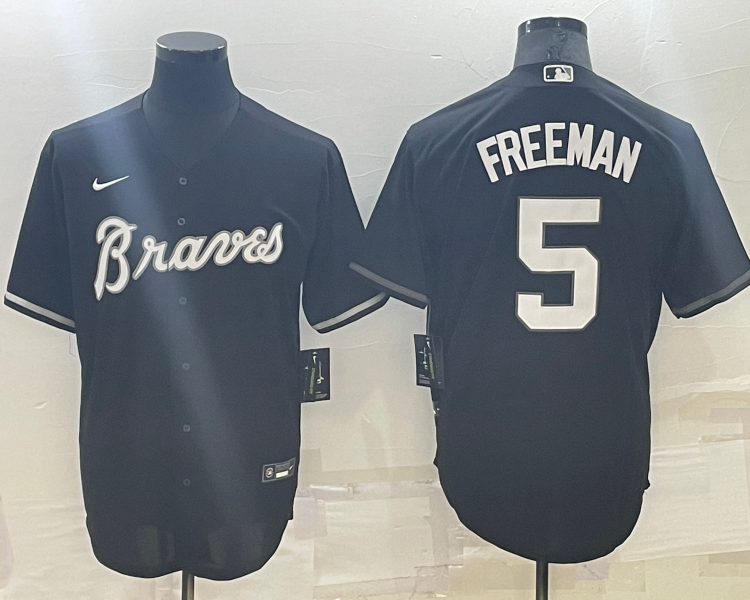 Men's Atlanta Braves Freedie Freeman #5 Black Baseball Jersey