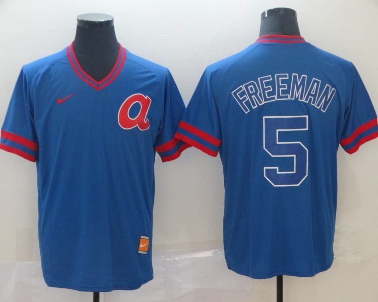 Men's Atlanta Braves Freedie Freeman #5 Blue Jersey