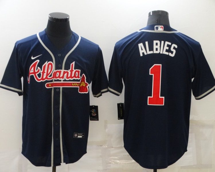 Men's Atlanta Braves Ozzie Albies #1 Navy Jersey