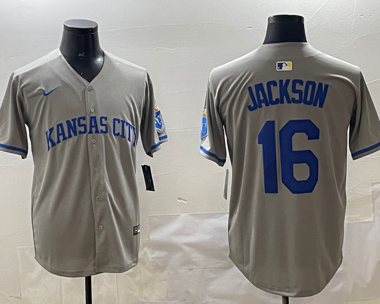 Men's Kansas City Royals Bo Jackson #16 Gray Limited Jersey