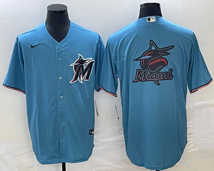 Men's Miami Marlins Blue Alternate Team Jersey