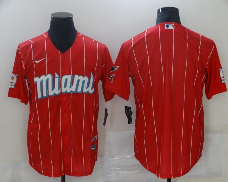 Men's Miami Marlins Red City Connect Blank Jersey
