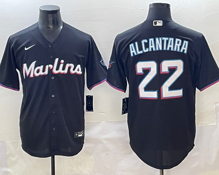 Men's Miami Marlins Sandy Alcantara #22 Black Alternate Limited Jersey