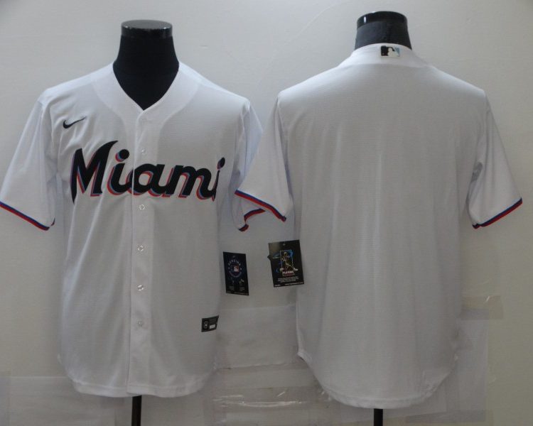 Men's Miami Marlins White Home Blank Jersey