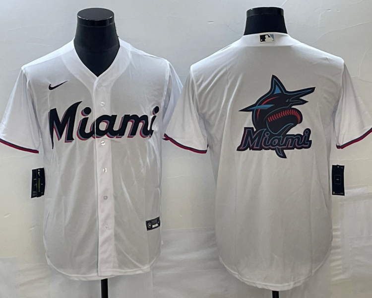 Men's Miami Marlins White Home Team Jersey