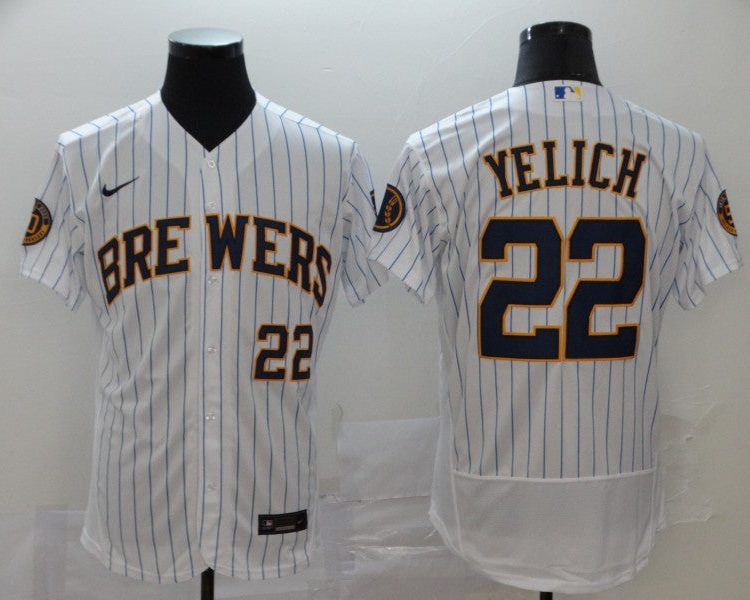 Men's Milwaukee Brewers #22 Christian Yelich White Jersey