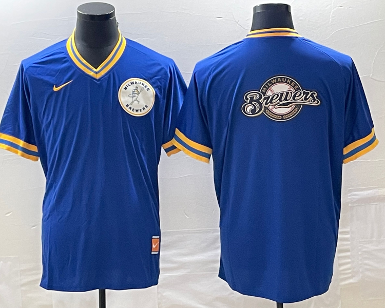 Men's Milwaukee Brewers Blue Road Cooperstown Collection Team Jersey
