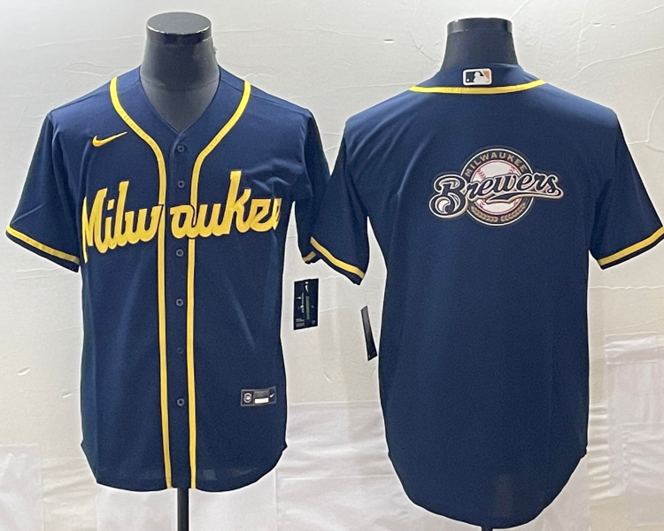 Men's Milwaukee Brewers Navy Team Jersey