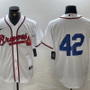 Men's Atlanta Braves #42 White 2024 Jackie Robinson Day Home Limited Jersey