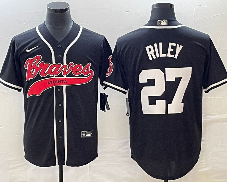 Men's Atlanta Braves Austin Riley #27 Black Jersey Joint Edition