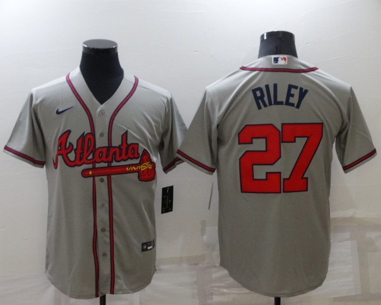 Men's Atlanta Braves Austin Riley #27 Gray Jersey