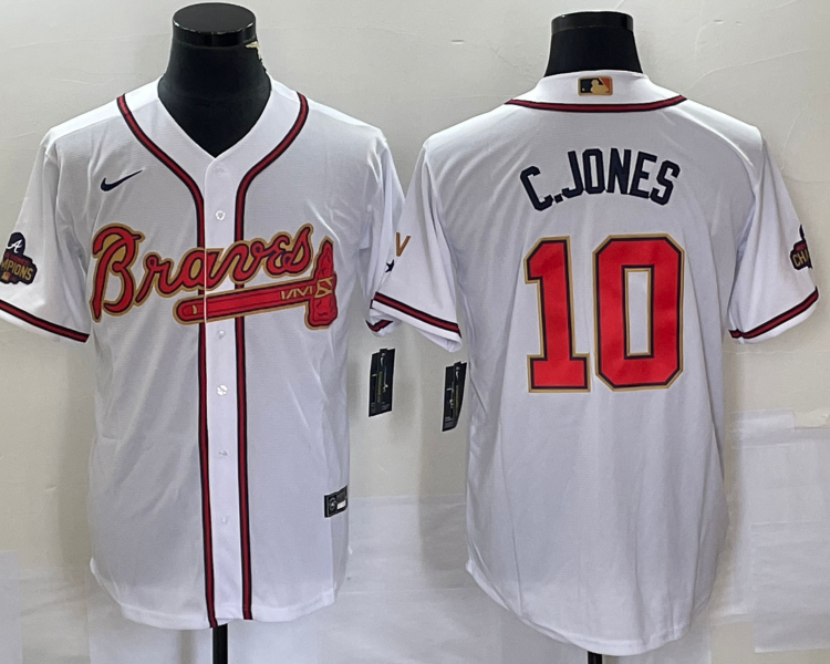 Men's Atlanta Braves Chipper Jones #10 White Jersey