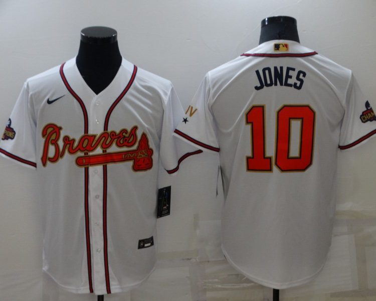Men's Atlanta Braves Chipper Jones #10 White Jersey